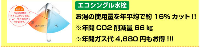 エコシングル水栓の蛇口